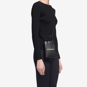 New Balenciaga Black Phone Holder Cross body bag